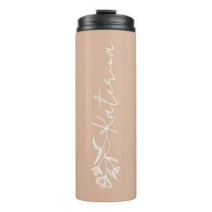 Bouteilles Isothermes Nom floral rose pâle personnalisé