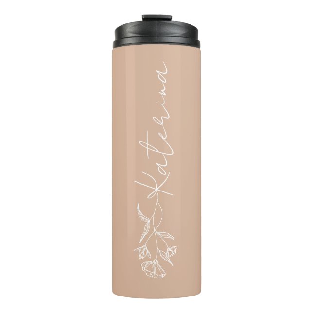 Bouteilles Isothermes Nom floral rose pâle personnalisé (Devant)