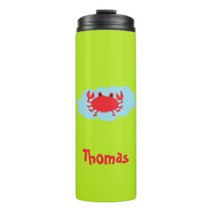 Bouteilles Isothermes Nom personnalisé crabe rouge sur bleu et vert
