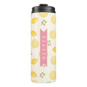 Bouteilles Isothermes Nom personnalisé floral citron été sur mesure
