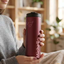 Nom personnalisé Minimaliste Chic Bourgogne & Rose