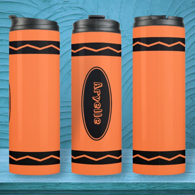 Bouteilles Isothermes Nom Personnalisé Orange Crayon Travel Musique Boir (Créateur téléchargé)