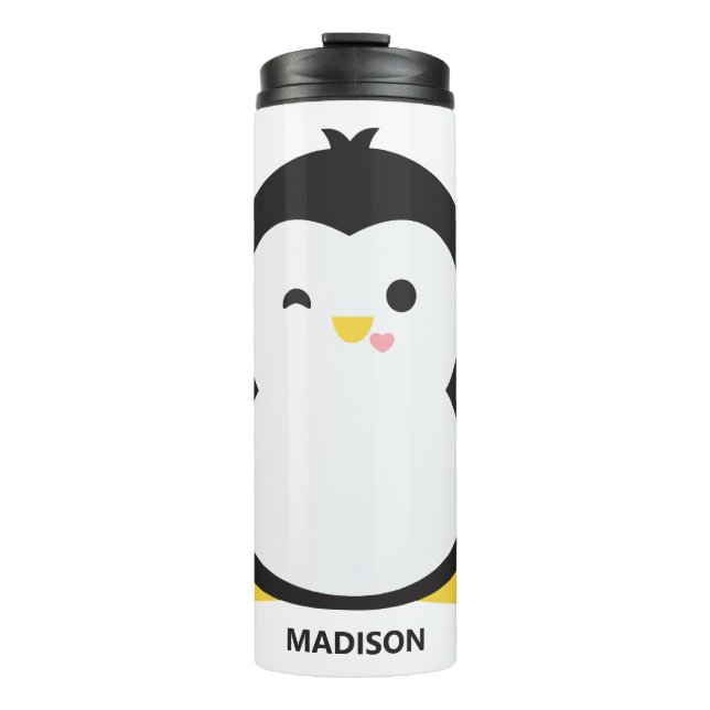 Bouteilles Isothermes Nom personnalisé pingouin mignon tumbler thermique (Devant)