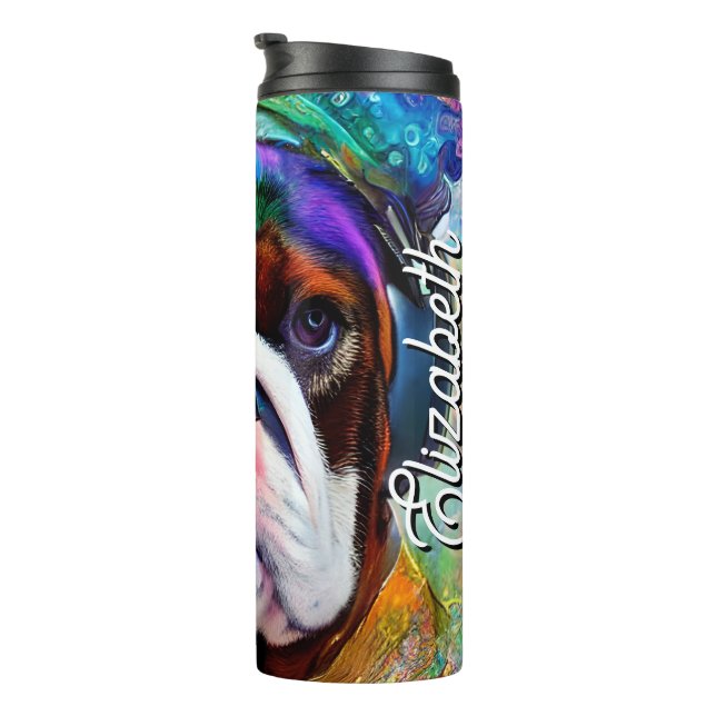 Bouteilles Isothermes Nom personnalisé Retro Bulldog portant un casque (Tourné sur la droite)