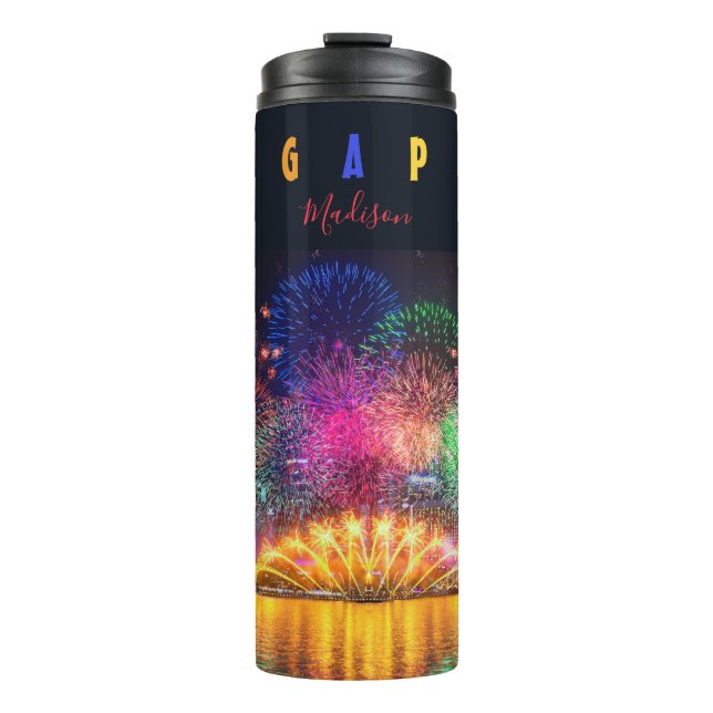Bouteilles Isothermes Nom personnalisé Singapore Fireworks (Devant)