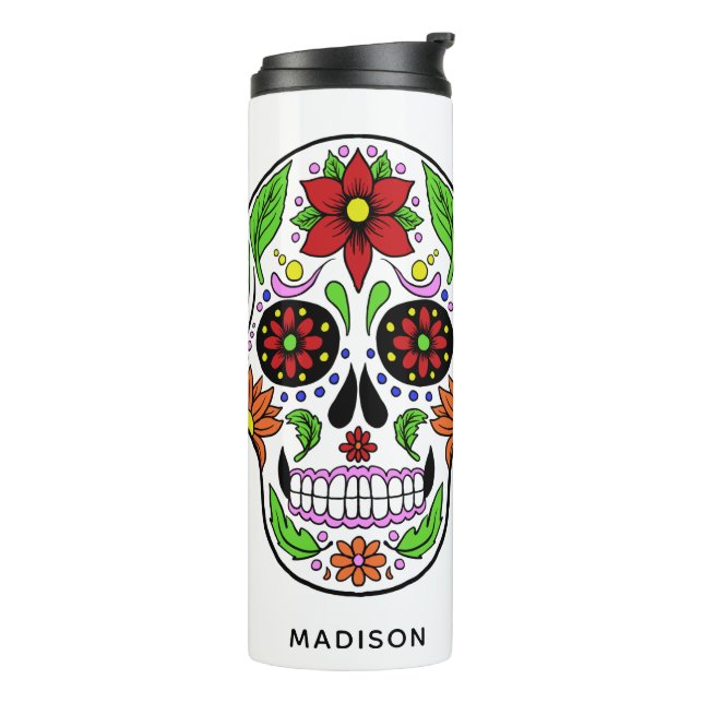 Bouteilles Isothermes Nom personnalisé Sugar Skull tumbler (Tourné sur la gauche)
