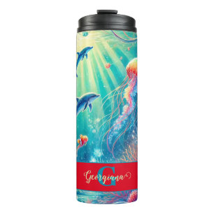 Bouteilles Isothermes Nom Personnalisé Whimssical Floral Coral Reef Poin
