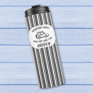 Bouteilles Isothermes Nom, Voyage en Famille Rayures Noires et Blanches