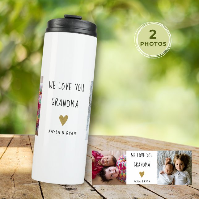 Bouteilles Isothermes Nous vous aimons Grand-mère 2 Photo Collage (We Love You Grandma 2 Photo Collage Thermal Tumbler
)