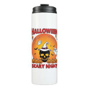 Bouteilles Isothermes Nuit effrayante d'Halloween Crâne Chapeau de sorci