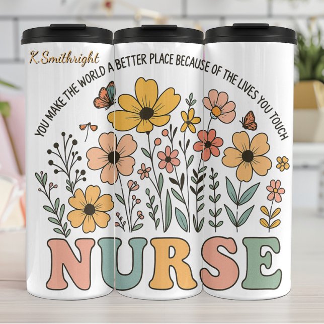 Bouteilles Isothermes Nurse Floral Inspirational Quote Design (Créateur téléchargé)