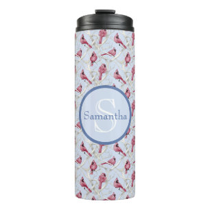 Bouteilles Isothermes Oiseaux cardinaux bleus Nom du monogramme personna