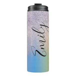 Bouteilles Isothermes Ombre Faux Sparkle Monogramme Nom      