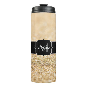 Bouteilles Isothermes Or champagne faux paillettes scintillent Monogramm
