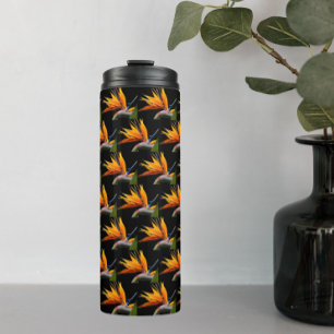 Bouteilles Isothermes Orange Bird of Paradise Bloom Motif sur Black