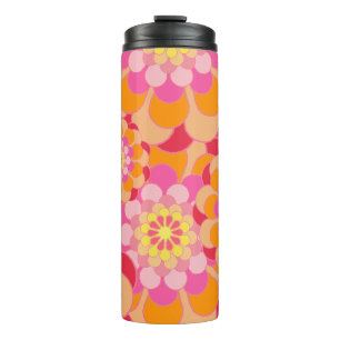 Bouteilles Isothermes Orange rose et rouge Fleur Power Retro