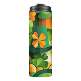 BOUTEILLES ISOTHERMES ORANGE VERT JAUNE STRIPES IRLANDAIS & SHAMROCKS