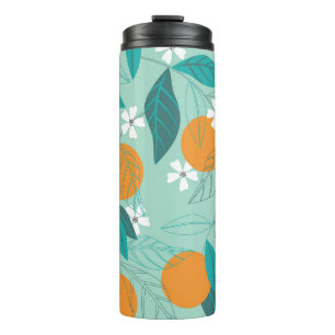 Bouteilles Isothermes Oranges en fleurs, feuille, art vintage.