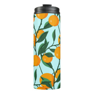 Bouteilles Isothermes oranges on leaf branches seamless pattern, citrus 