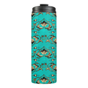 Bouteilles Isothermes Orné Vintage Turquoise et Gold Peacock