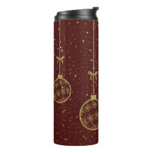 Ornement Rouge Carmine et Or Mug Isotherme de Noël