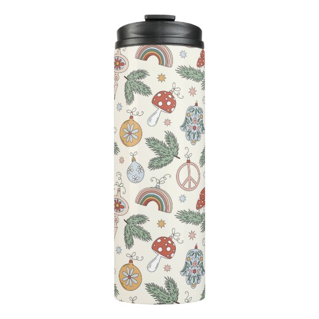 Bouteilles Isothermes Ornements de Noël anciens et panneaux de paix (Devant)