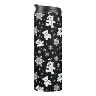 Bouteilles Isothermes Ours en peluche blanc et motif sans couture de flo