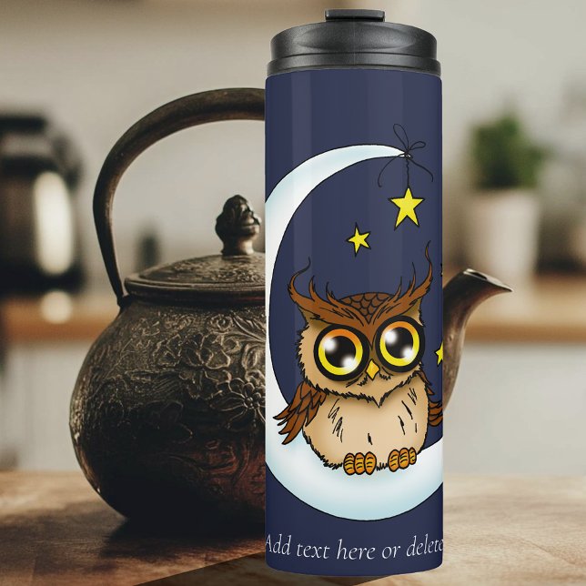 Bouteilles Isothermes Owl Moon Blue Cute Stars (Créateur téléchargé)