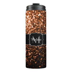 Bouteilles Isothermes Pailleté de faux cuivre brun bronze Monogramme