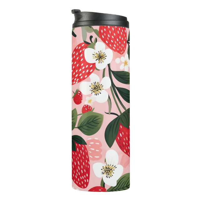 Bouteilles Isothermes Paillette de fraises et de fleurs d'été vibrante (Tourné sur la droite)