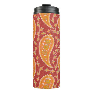 Bouteilles Isothermes Paisley motif. Concombre turc. Maroon-orange c