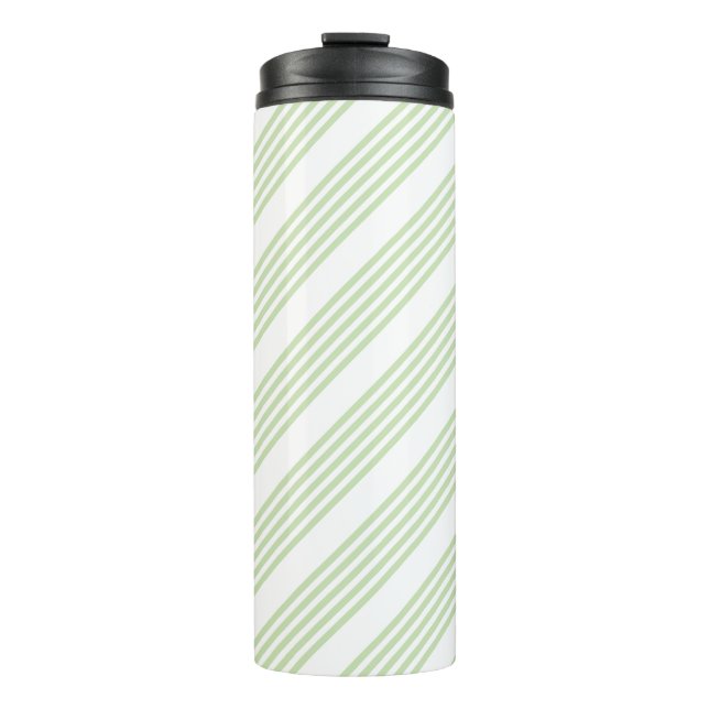 Bouteilles Isothermes Pale vert et blanc cinq bandes motif (Devant)