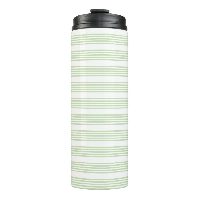 Bouteilles Isothermes Pale vert et blanc cinq bandes motif (Devant)