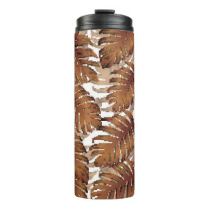 Bouteilles Isothermes Palm Monstera Motif sans couture. Tropi blanc oran