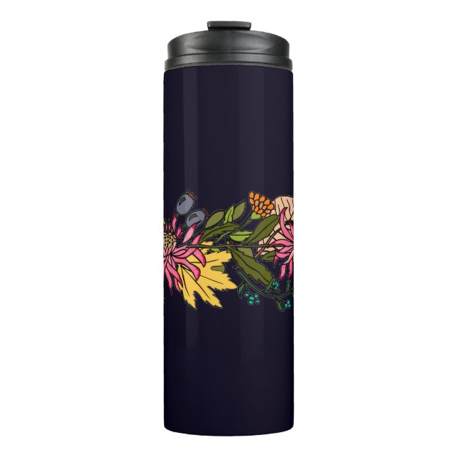 Bouteilles Isothermes Panneau rouge rose et jaune de fleurs d'aster (Devant)