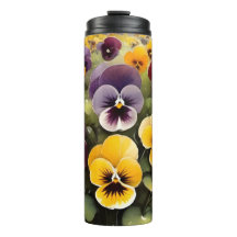 Pansies jaunes et violets aquarelle