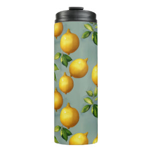 Bouteilles Isothermes Papier peint à motif de citrons de style vintage