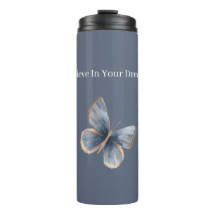 Bouteilles Isothermes Papillon crème bleu