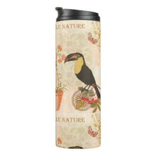 Bouteilles Isothermes Papillon de fleurs rose d'oiseaux Vintages