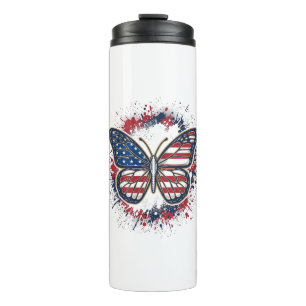 Bouteilles Isothermes Papillon Patriotique Gravure Vintage Vector Design
