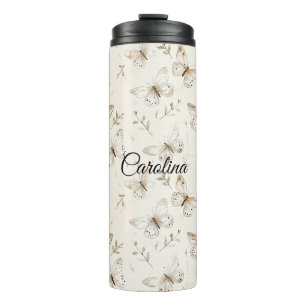 Bouteilles Isothermes Papillons à la crème chic Anniversaire