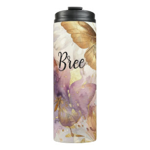 Bouteilles Isothermes Papillons aquarelle papillons violet et or