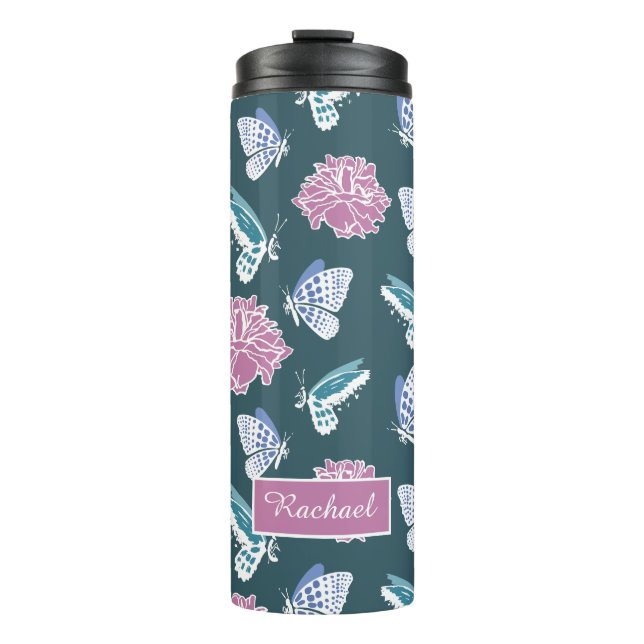 Bouteilles Isothermes Papillons bleus et roses roses roses Personnalisée (Devant)