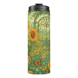 Bouteilles Isothermes Papillons du jardin de tournesol Art nouveau