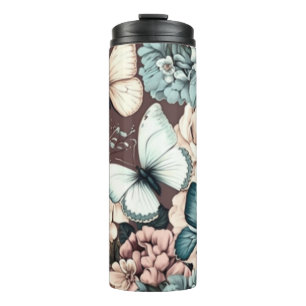 Bouteilles Isothermes Papillons et fleurs brunes