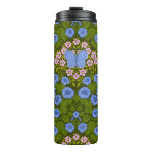 Bouteilles Isothermes Papillons et symétrie des fleurs, bleu et rose