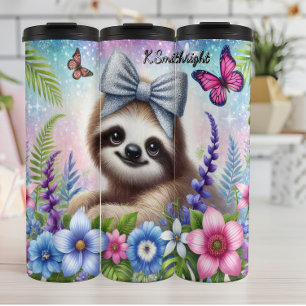 Bouteilles Isothermes Parcelle mignonne avec papillons et fleurs