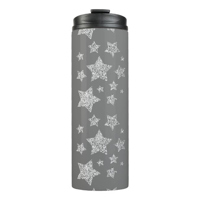 Bouteilles Isothermes Parties scintillant argent scintille Étoiles motif (Devant)