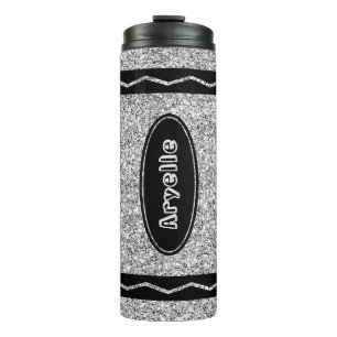 Bouteilles Isothermes Parties scintillant d'argent métallique Crayon Nom
