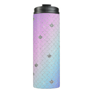 Bouteilles Isothermes Parties scintillant de sirène d'argent d'Aqua rose